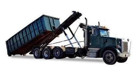 Roll off dumpster truck unloading